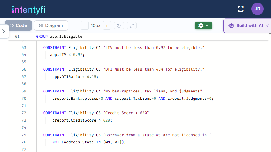 Business Logic constraints modeling in Intentyfi Studio